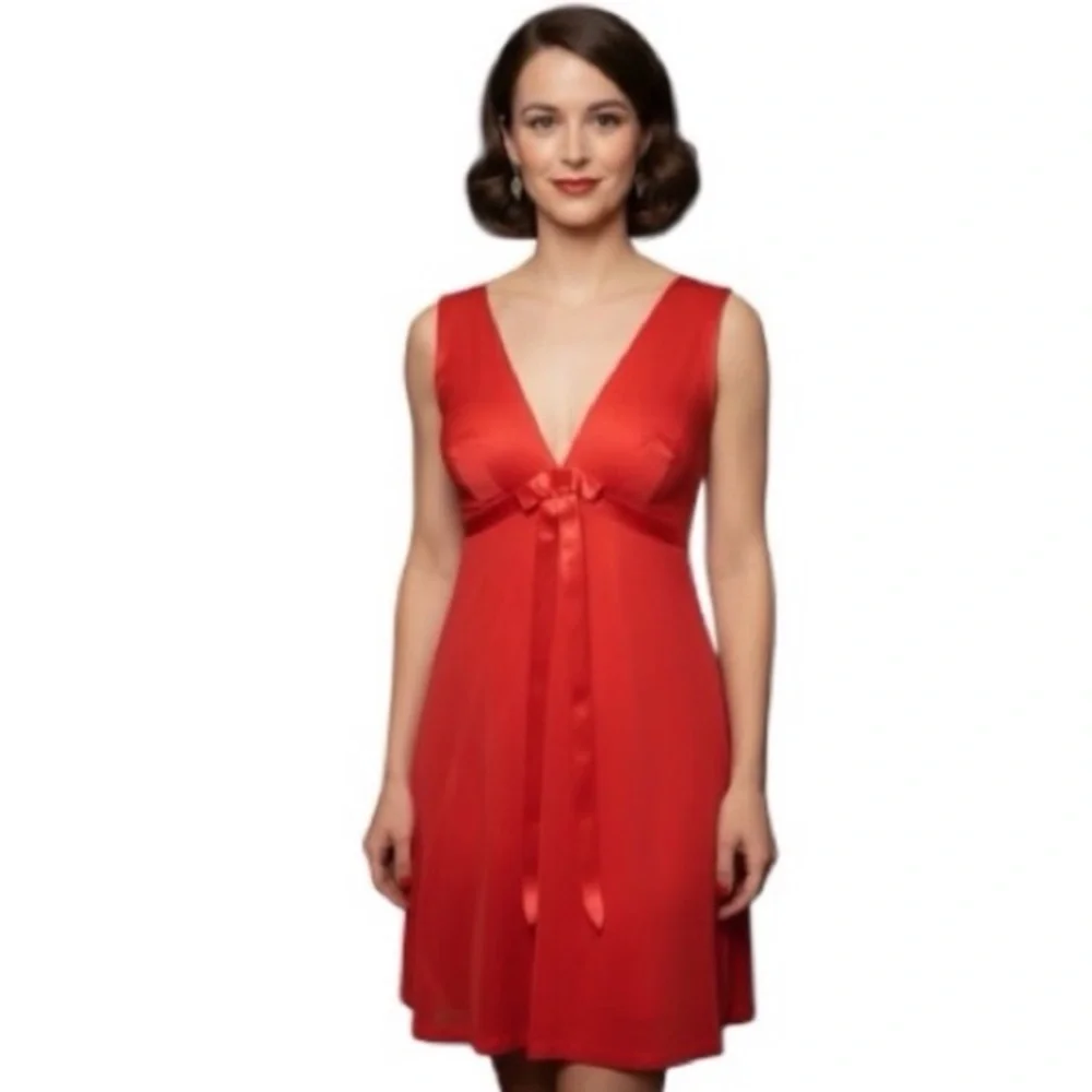 Gaymode 60s Mini Slip Dress Gown Orange Red Antron3 Christmas Party Ball Vintage - Picture 15 of 16